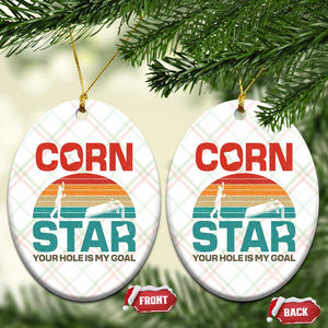 Inappropriate Cornhole Ceramic Ornament Retro Funny Adult Humor Cornstar Your Hole Is My Goal TS10 Print Your Wear