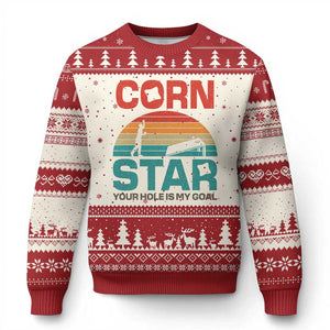 Inappropriate Cornhole Ugly Christmas Sweater Retro Funny Adult Humor Cornstar Your Hole Is My Goal TS10 Beige Red Print Your Wear