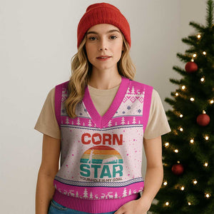 Inappropriate Cornhole V-Neck Knit Sweater Vest Retro Funny Adult Humor Cornstar Your Hole Is My Goal TS10 Hot Pink Print Your Wear