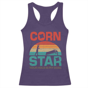 Inappropriate Cornhole Racerback Tank Top Retro Funny Adult Humor Cornstar Your Hole Is My Goal TS10 Purple Print Your Wear