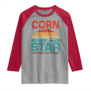 Inappropriate Cornhole Raglan Shirt Retro Funny Adult Humor Cornstar Your Hole Is My Goal TS10 Sport Gray Red Print Your Wear