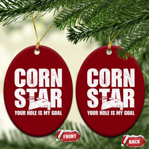 Inappropriate Cornhole Ceramic Ornament Funny Adult Humor Cornstar Your Hole Is My Goal TS10 Print Your Wear