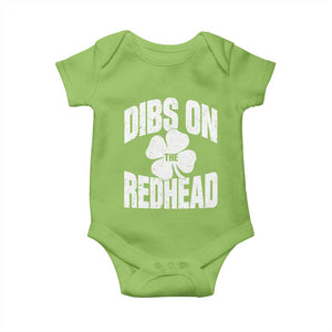Funny Irish St Patricks Day Shamrock Dibs On The Redhead Baby Onesie TS10 Lime Print Your Wear