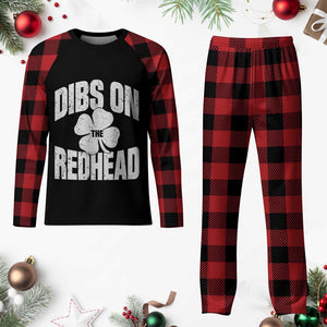 Funny Irish St Patricks Day Shamrock Dibs On The Redhead Plaid Pajama Set TS10 Buffalo Plaid Print Your Wear