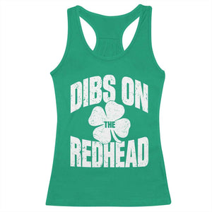 Funny Irish St Patricks Day Shamrock Dibs On The Redhead Racerback Tank Top TS10 Irish Green Print Your Wear