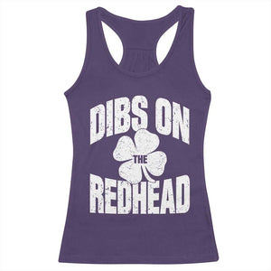 Funny Irish St Patricks Day Shamrock Dibs On The Redhead Racerback Tank Top TS10 Purple Print Your Wear