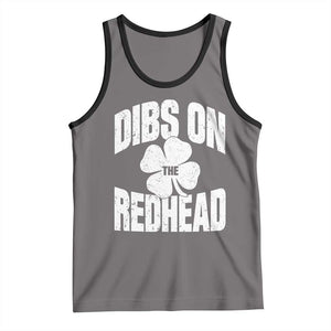 Funny Irish St Patricks Day Shamrock Dibs On The Redhead Tank Top TS10 Deep Heather Black Print Your Wear