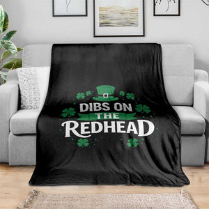 Funny Irish St Patricks Day Dibs On The Redhead Throw Blanket Lucky Shamrock Clovers TS10 Print Your Wear