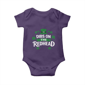 Funny Irish St Patricks Day Dibs On The Redhead Baby Onesie Lucky Shamrock Clovers TS10 Purple Print Your Wear