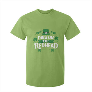 Funny Irish St Patricks Day Dibs On The Redhead T Shirt For Kid Lucky Shamrock Clovers TS10 Lime Print Your Wear