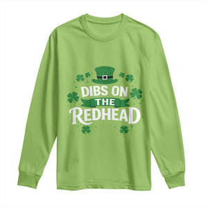 Funny Irish St Patricks Day Dibs On The Redhead Long Sleeve Shirt Lucky Shamrock Clovers TS10 Lime Print Your Wear