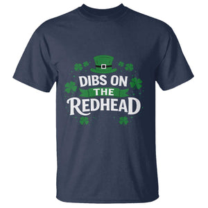 Funny Irish St Patricks Day Dibs On The Redhead T Shirt Lucky Shamrock Clovers TS10 Navy Print Your Wear