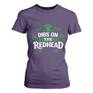 Funny Irish St Patricks Day Dibs On The Redhead T Shirt For Women Lucky Shamrock Clovers TS10 Purple Print Your Wear