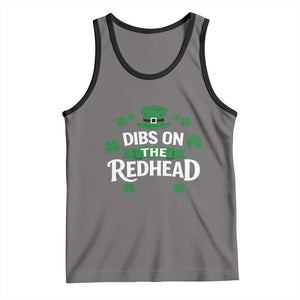 Funny Irish St Patricks Day Dibs On The Redhead Tank Top Lucky Shamrock Clovers TS10 Deep Heather Black Print Your Wear