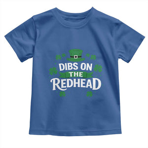 Funny Irish St Patricks Day Dibs On The Redhead Toddler T Shirt Lucky Shamrock Clovers TS10 Royal Blue Print Your Wear