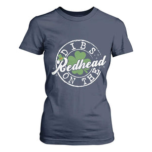 Funny Irish St Patricks Day Dibs On The Redhead T Shirt For Women Retro Lucky Shamrock TS10 Navy Print Your Wear