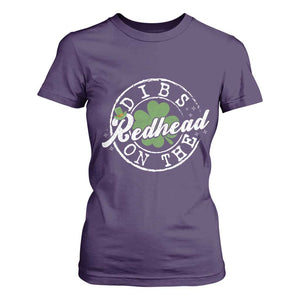 Funny Irish St Patricks Day Dibs On The Redhead T Shirt For Women Retro Lucky Shamrock TS10 Purple Print Your Wear