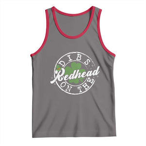 Funny Irish St Patricks Day Dibs On The Redhead Tank Top Retro Lucky Shamrock TS10 Deep Heather Red Print Your Wear