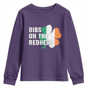 Dibs On The Redhead Youth Sweatshirt Funny Irish St Patricks Day Shamrock TS10 Purple Print Your Wear