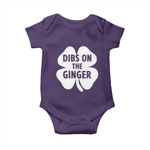 St Patricks Day Shamrock Dibs On The Ginger Baby Onesie Funny Redhead Irish TS10 Purple Print Your Wear