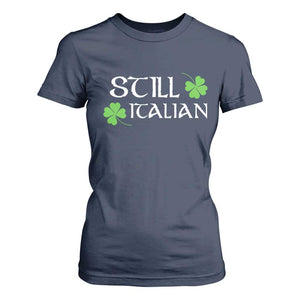Still Italian St Patricks Day T Shirt For Women Lucky Shamrock TS10 Navy Print Your Wear