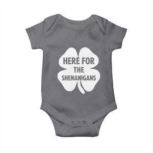 Funny Irish St Patricks Day Baby Onesie Here for the Shenanigans TS10 Charcoal Print Your Wear