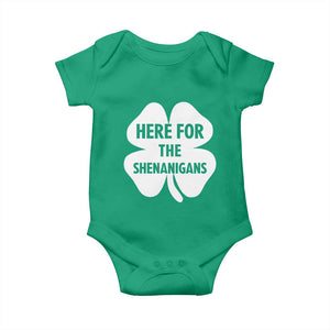Funny Irish St Patricks Day Baby Onesie Here for the Shenanigans TS10 Irish Green Print Your Wear