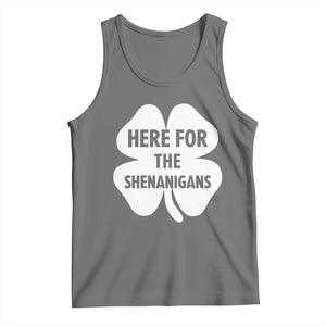 Funny Irish St Patricks Day Tank Top Here for the Shenanigans TS10 Black Heather Print Your Wear
