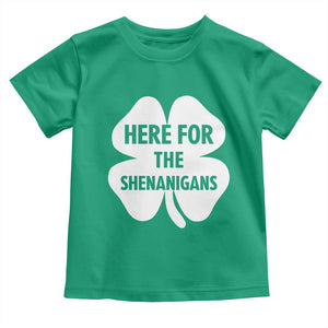Funny Irish St Patricks Day Toddler T Shirt Here for the Shenanigans TS10 Irish Green Print Your Wear