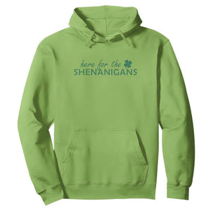 Funny Irish St Patricks Day Hoodie Here For The Shenanigan Shamrock TS10 Lime Print Your Wear
