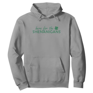 Funny Irish St Patricks Day Hoodie Here For The Shenanigan Shamrock TS10 Sport Gray Print Your Wear