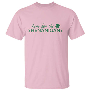 Funny Irish St Patricks Day T Shirt Here For The Shenanigan Shamrock TS10 Light Pink Print Your Wear
