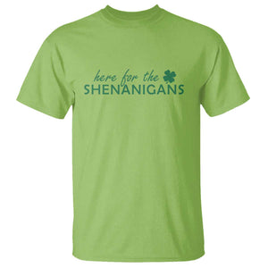 Funny Irish St Patricks Day T Shirt Here For The Shenanigan Shamrock TS10 Lime Print Your Wear
