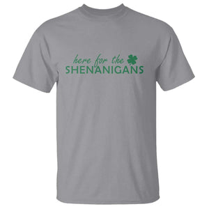 Funny Irish St Patricks Day T Shirt Here For The Shenanigan Shamrock TS10 Sport Gray Print Your Wear