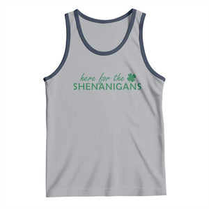 Funny Irish St Patricks Day Tank Top Here For The Shenanigan Shamrock TS10 Athletic Heather Navy Print Your Wear