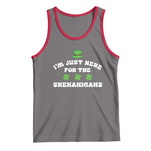 Funny Irish St Patricks Day Tank Top I'm Just Here For The Shenanigans Shamrock TS10 Deep Heather Red Print Your Wear