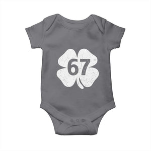 Funny Irish St Patricks Day Shamrock 67 Baby Onesie Six Seven 6 7 Meme Gen Alpha Slang TS10 Charcoal Print Your Wear