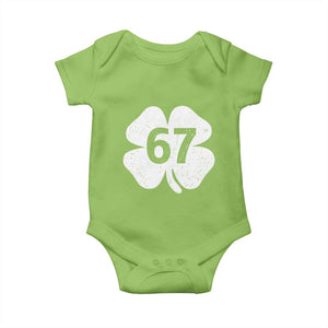 Funny Irish St Patricks Day Shamrock 67 Baby Onesie Six Seven 6 7 Meme Gen Alpha Slang TS10 Lime Print Your Wear