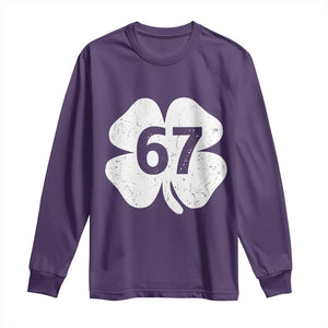 Funny Irish St Patricks Day Shamrock 67 Long Sleeve Shirt Six Seven 6 7 Meme Gen Alpha Slang TS10 Purple Print Your Wear