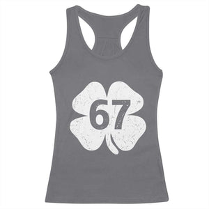Funny Irish St Patricks Day Shamrock 67 Racerback Tank Top Six Seven 6 7 Meme Gen Alpha Slang TS10 Charcoal Print Your Wear