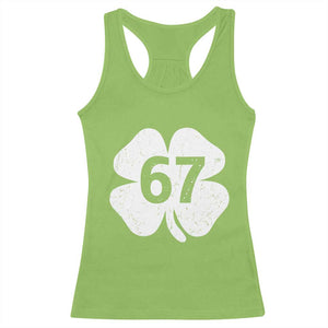 Funny Irish St Patricks Day Shamrock 67 Racerback Tank Top Six Seven 6 7 Meme Gen Alpha Slang TS10 Lime Print Your Wear