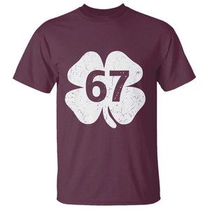 Funny Irish St Patricks Day Shamrock 67 T Shirt Six Seven 6 7 Meme Gen Alpha Slang TS10 Maroon Print Your Wear