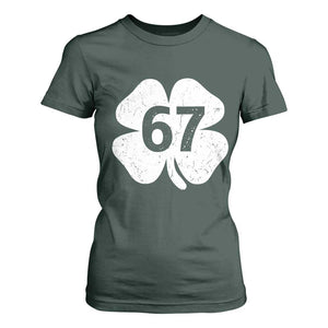 Funny Irish St Patricks Day Shamrock 67 T Shirt For Women Six Seven 6 7 Meme Gen Alpha Slang TS10 Dark Forest Green Print Your Wear