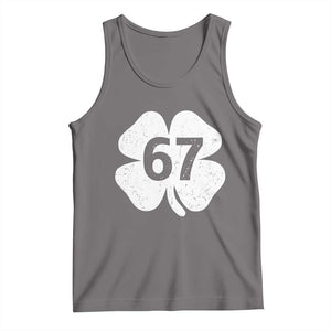 Funny Irish St Patricks Day Shamrock 67 Tank Top Six Seven 6 7 Meme Gen Alpha Slang TS10 Deep Heather Print Your Wear