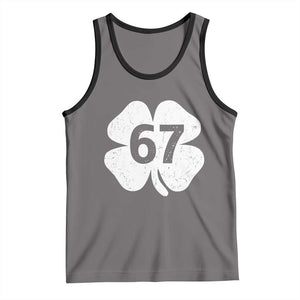Funny Irish St Patricks Day Shamrock 67 Tank Top Six Seven 6 7 Meme Gen Alpha Slang TS10 Deep Heather Black Print Your Wear