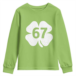 Funny Irish St Patricks Day Shamrock 67 Youth Sweatshirt Six Seven 6 7 Meme Gen Alpha Slang TS10 Lime Print Your Wear