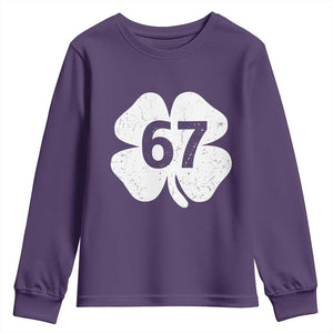 Funny Irish St Patricks Day Shamrock 67 Youth Sweatshirt Six Seven 6 7 Meme Gen Alpha Slang TS10 Purple Print Your Wear