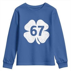 Funny Irish St Patricks Day Shamrock 67 Youth Sweatshirt Six Seven 6 7 Meme Gen Alpha Slang TS10 Royal Blue Print Your Wear
