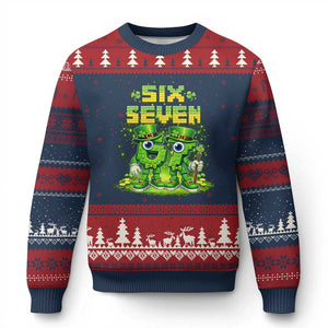 Funny Irish St Patricks Day 67 Ugly Christmas Sweater Six Seven Brainrot Italian Gaming 6 7 Meme Gen Alpha Slang TS10 Navy Red Print Your Wear