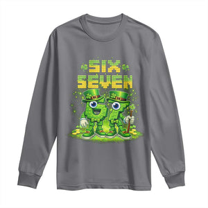 Funny Irish St Patricks Day 67 Long Sleeve Shirt Six Seven Brainrot Italian Gaming 6 7 Meme Gen Alpha Slang TS10 Charcoal Print Your Wear